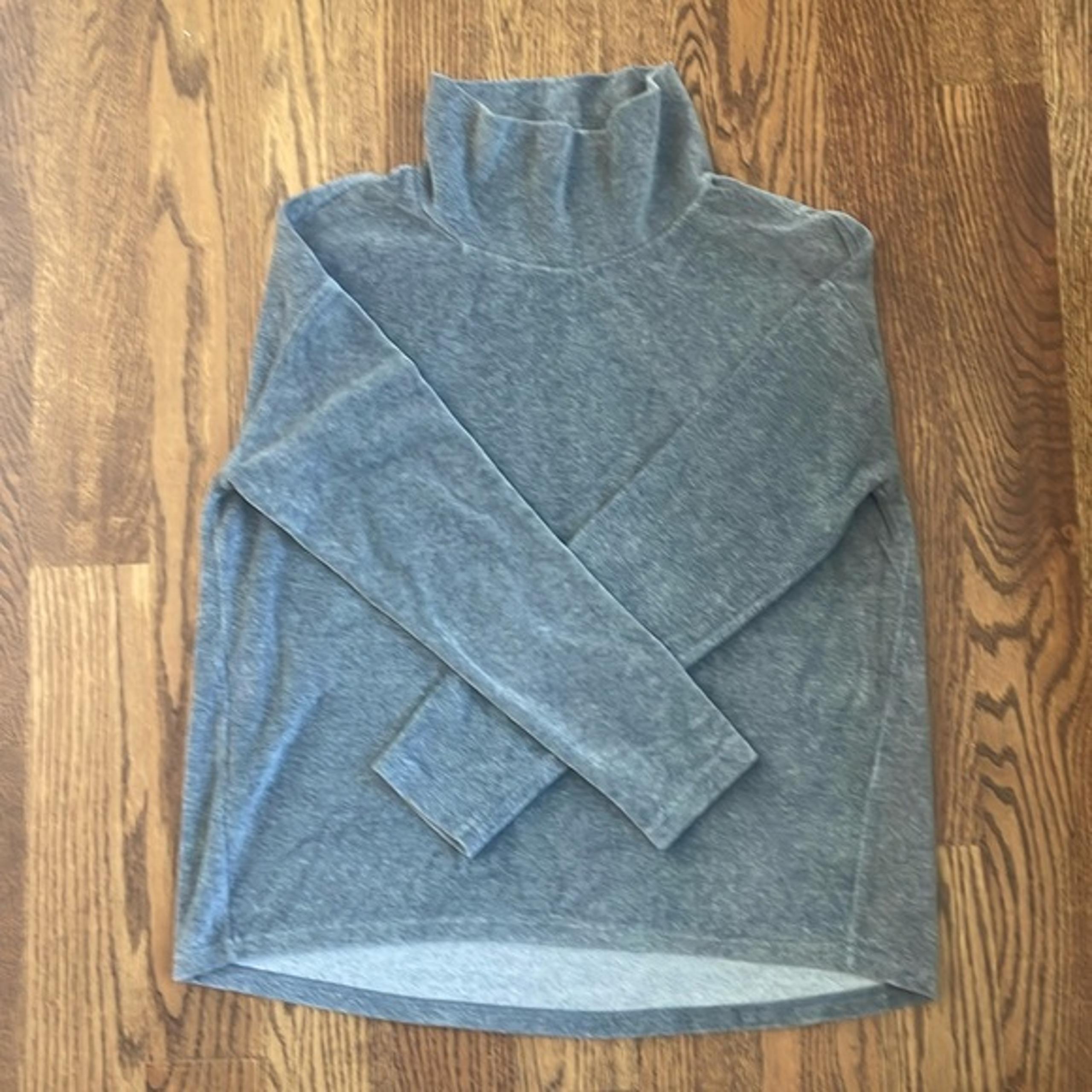 Banana Republic Gray Velour Mock Neck Pullover Sweater Sweatshirt Sz Small Cozy