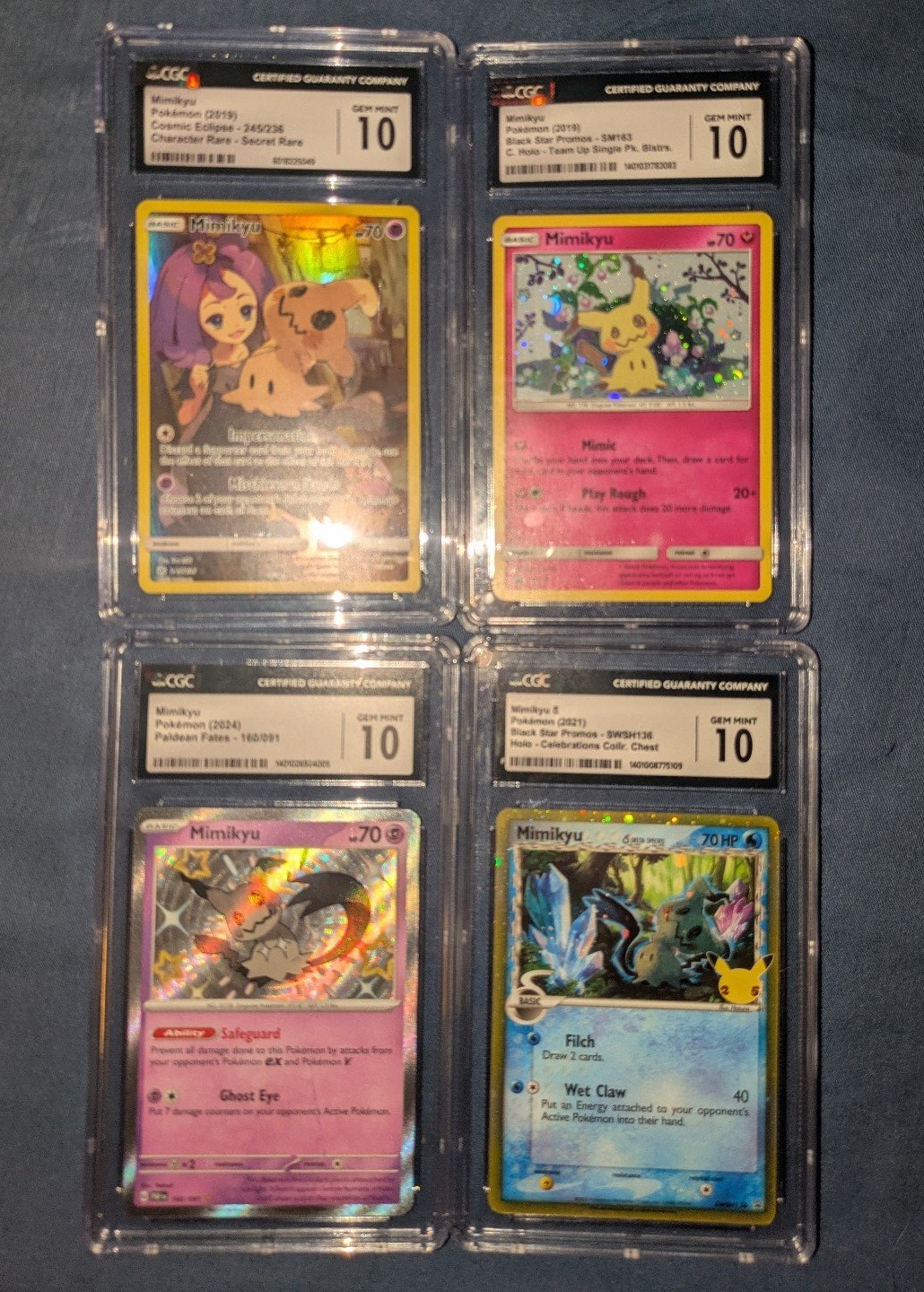 Lot of 4x CGC 10 Mimikyu | Team Up, Paldean Fates, Cosmic Eclipse, Celebrations