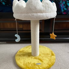 Pets Cloud Cat Scratching Post with Bed, Cat Tree Tower for Indoor Cats, Natural