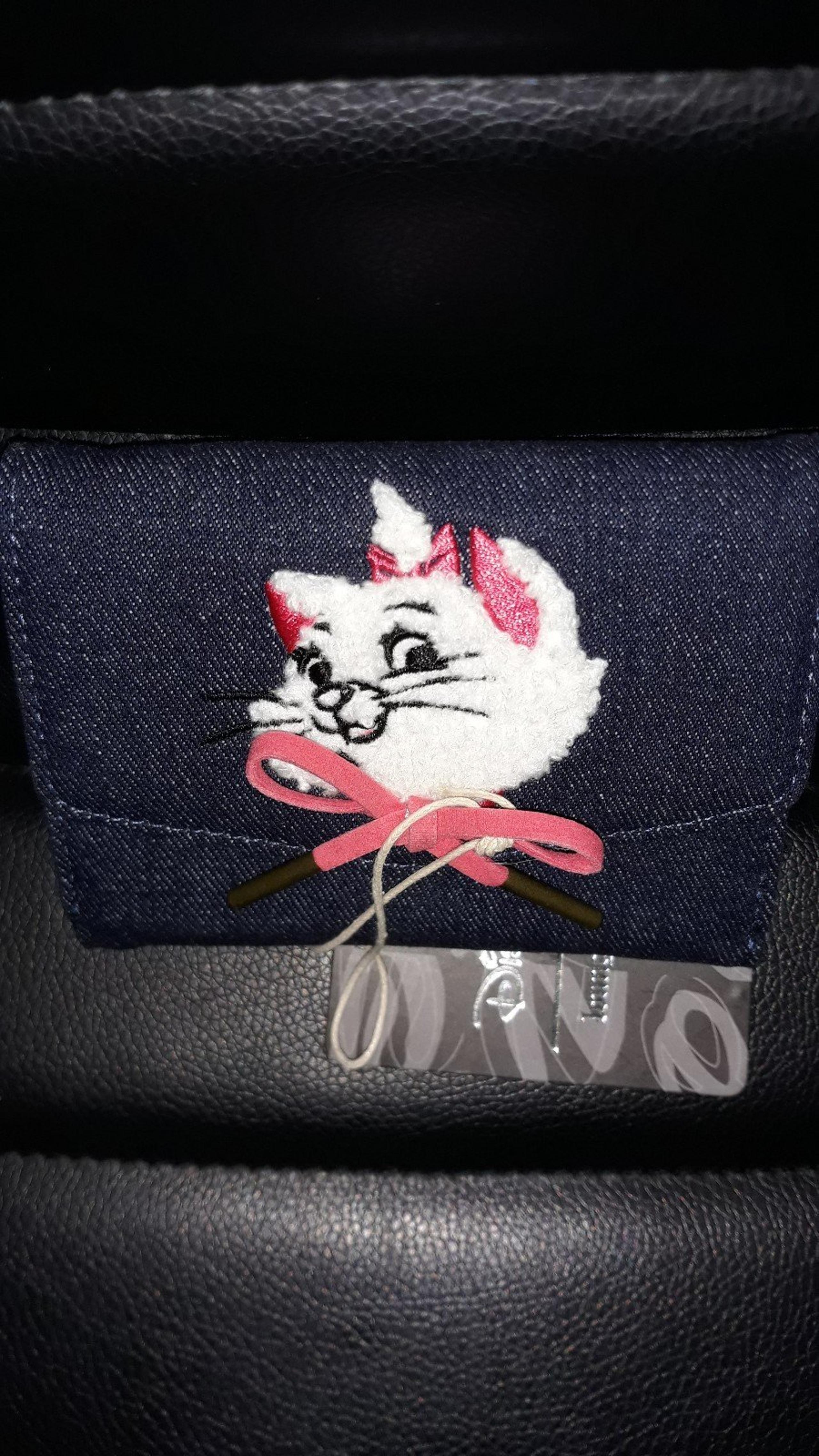 Loungefly Aristocats Marie Cotton denim embroidered chenille applique Snap Close