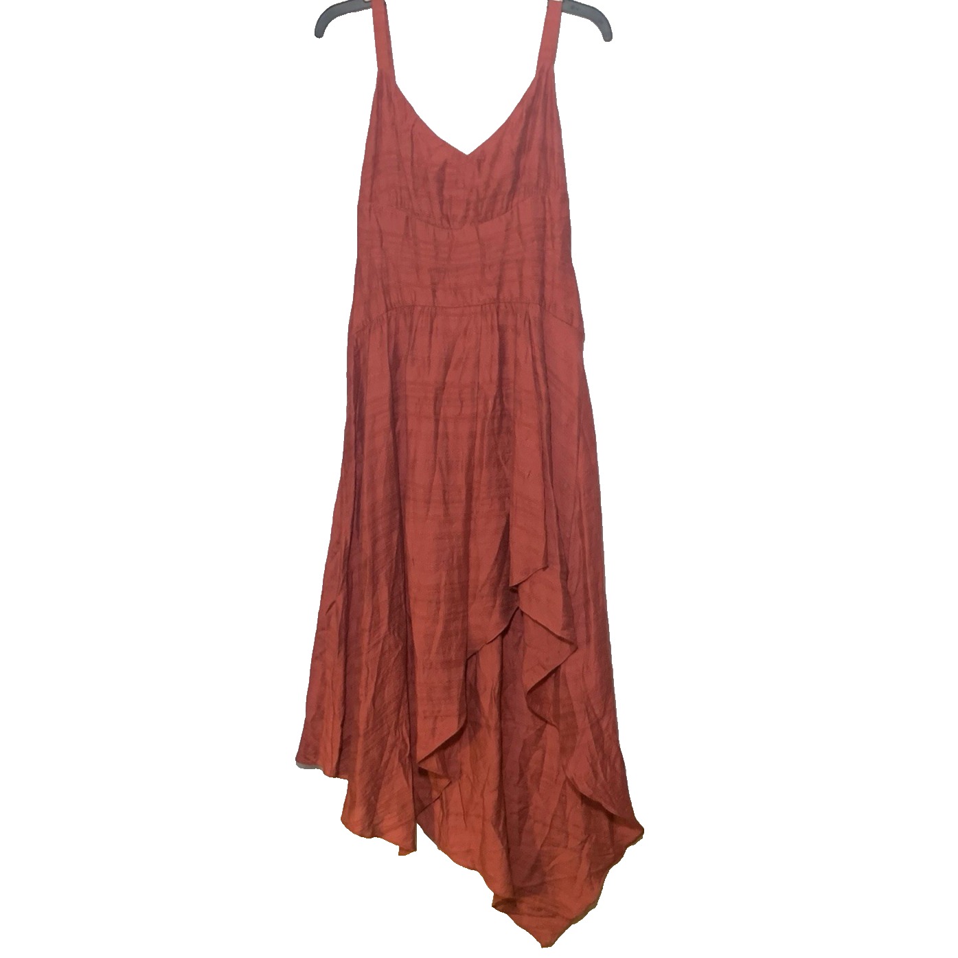BCBGMAXAZRIA Asymmetrical HiLo Dress LaceUp Corset Back Front Sleeveless Red MED