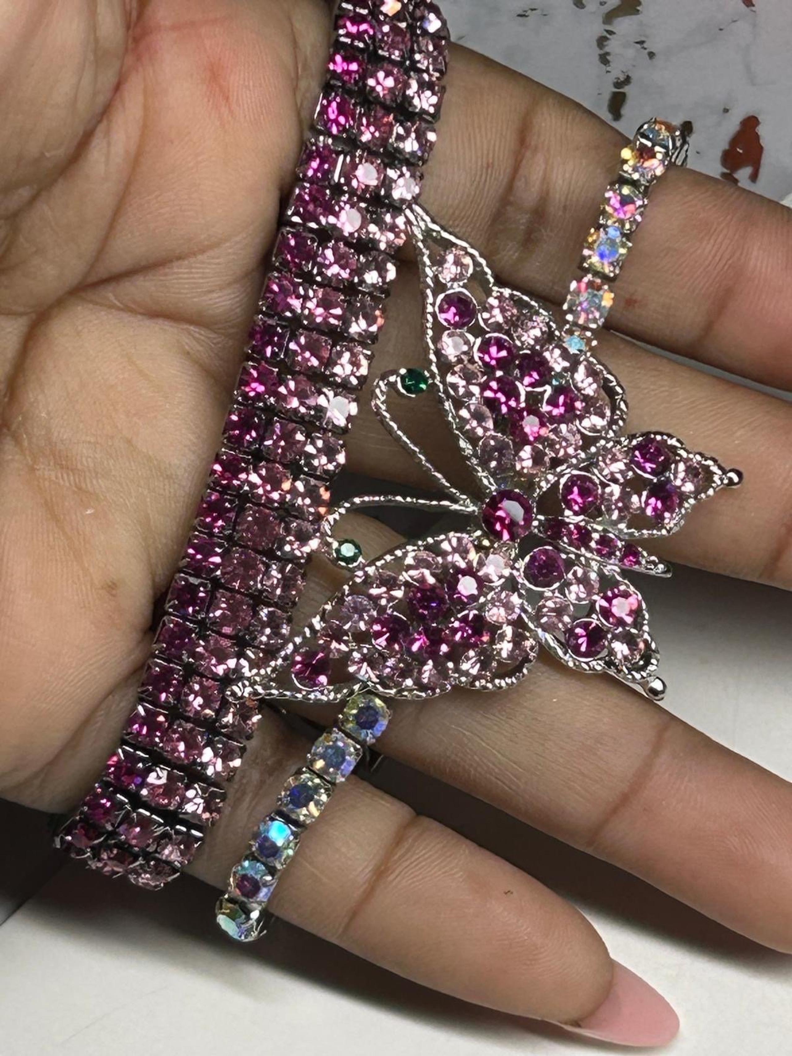 Bracelet silver and Crystal pink