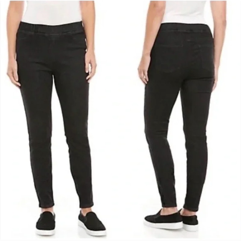 Eileen Fisher Organic Cotton Black Wash Pull On Denim Skinny Jeans // S