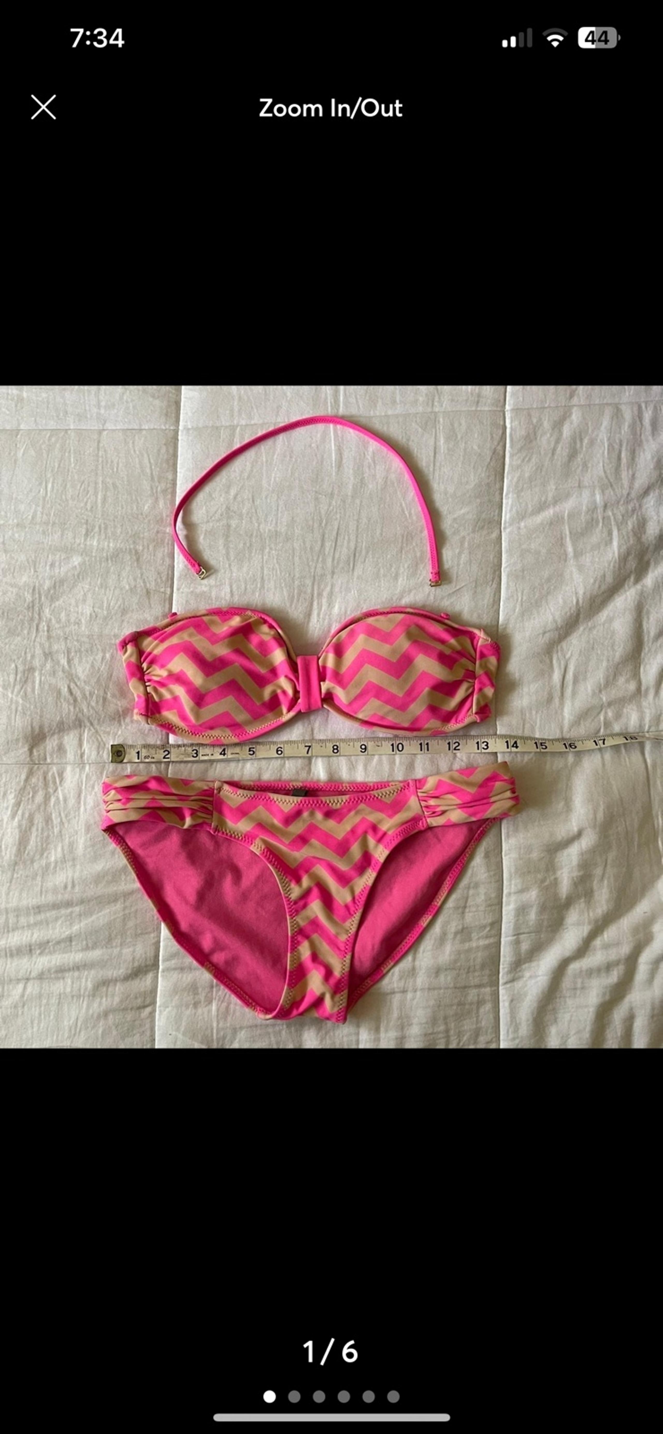 Charlotte Russe Pink and tan Chevron striped bikini set