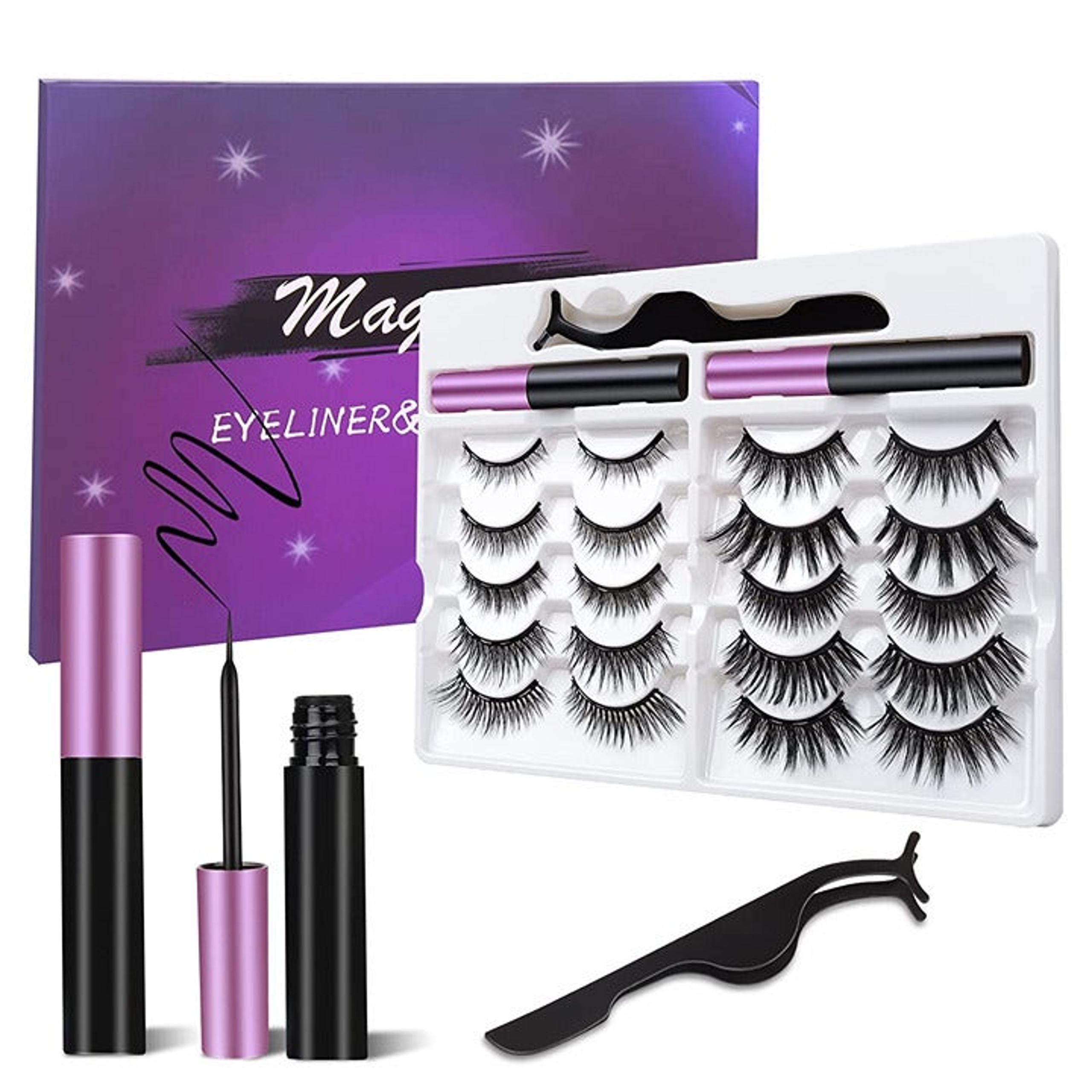Magnetic Eyelashes and Eyeliner Kit, Reusable Magnetic Lashes with Eyeliner