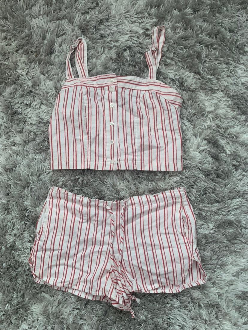 brandy melville two piece striped set
