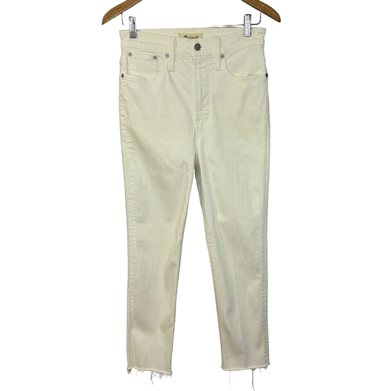 Madewell The Perfect Vintage Jean High Rise in Tile White Raw-Hem Off White