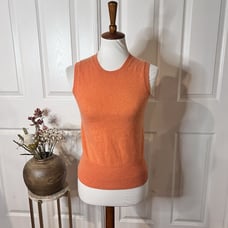 Future Paradise Womens Coral Orange 100% Cashmere Sweater Vest Sz XS Preppy