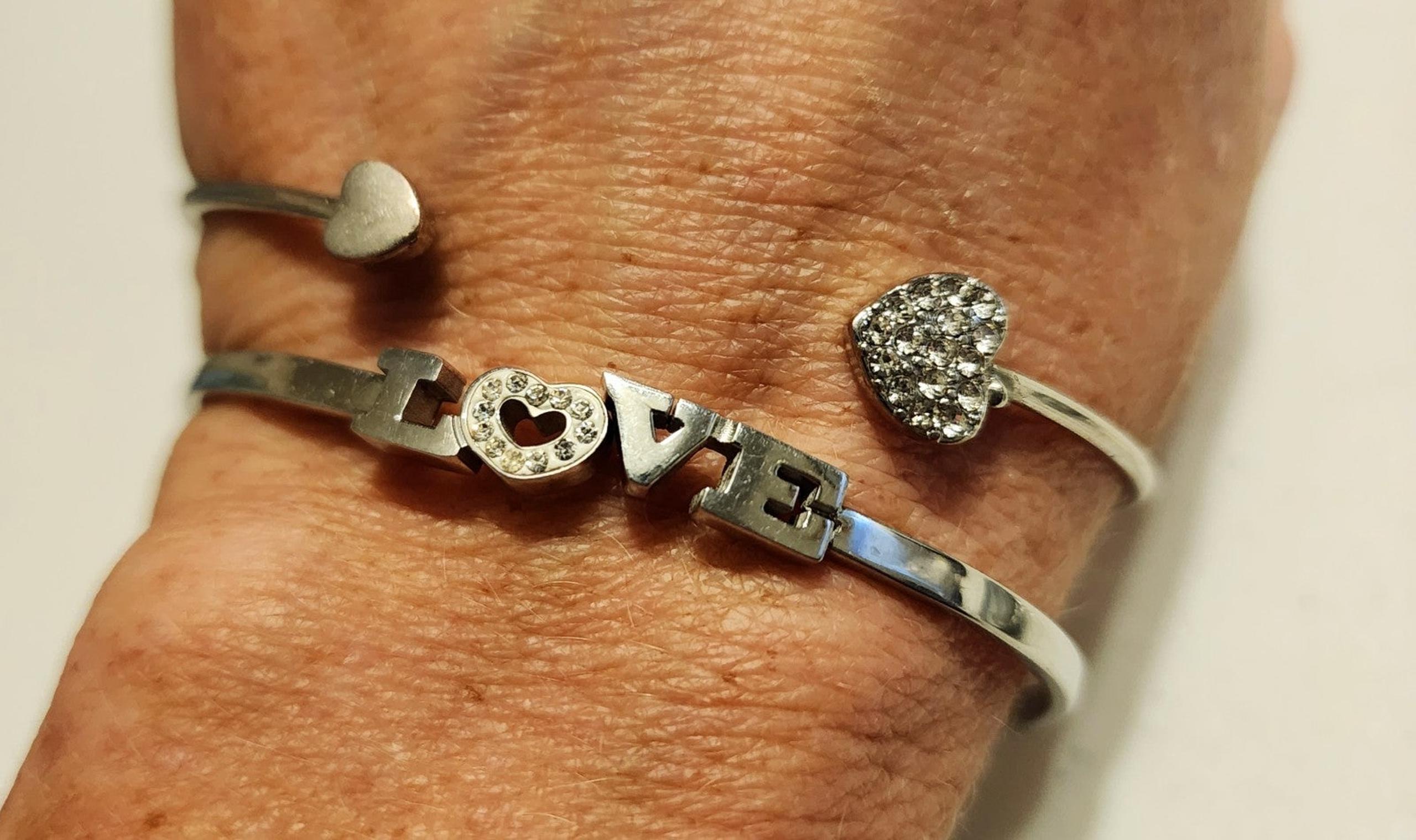 Lot of 2 Vintage Hallmark Stainless Steel Hinged & Cuff Bracelets