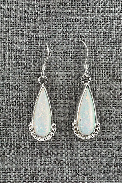 Navajo Indian Opalite & .925 Sterling Silver Earrings
