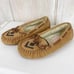 Gabriella Rocha Tan Suede Lined Beaded Moccasins