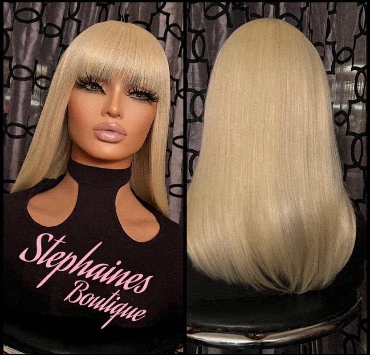 Human Hair Blended Bang Wig Blonde