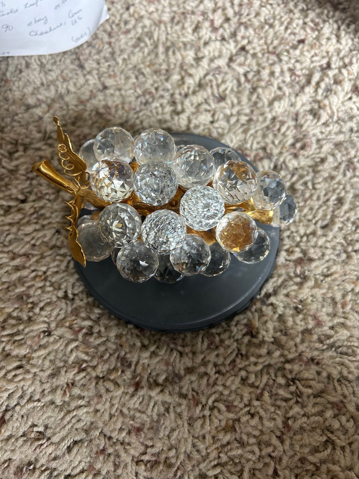 Swarovski crystal sparkling fruit collection 29 grapes with gold stem and leaves