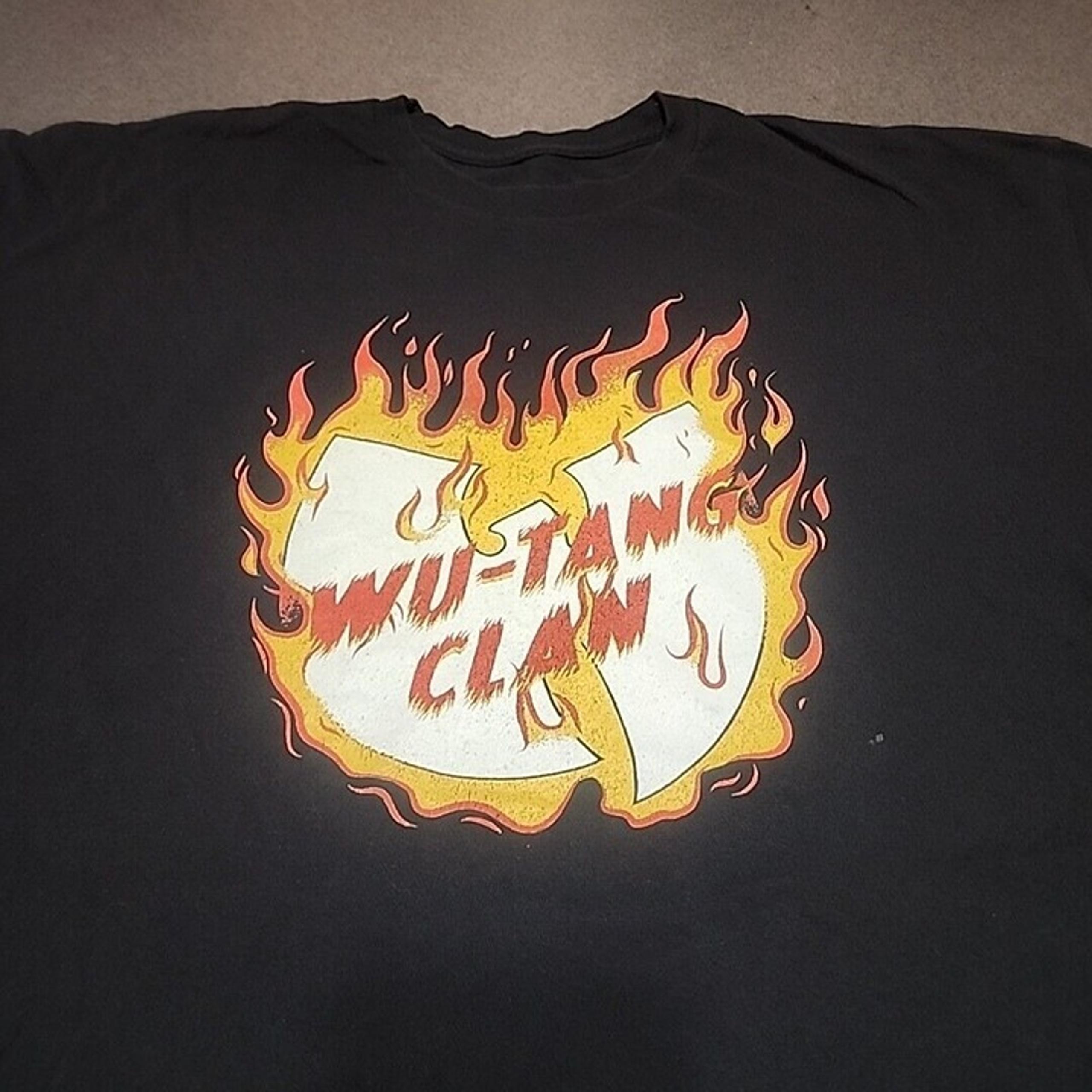 Wu Tang Clan Flame Logo  Adult 2xl Men's Black short sleeve Tshirt