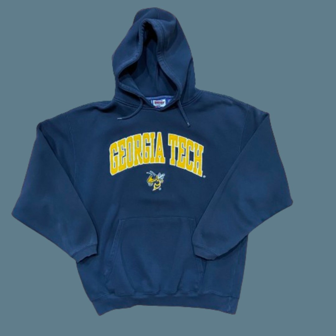 Varsity Athletic Vintage 90s Georgia Tech GT Navy Yellow Hoodie Men's Size Large