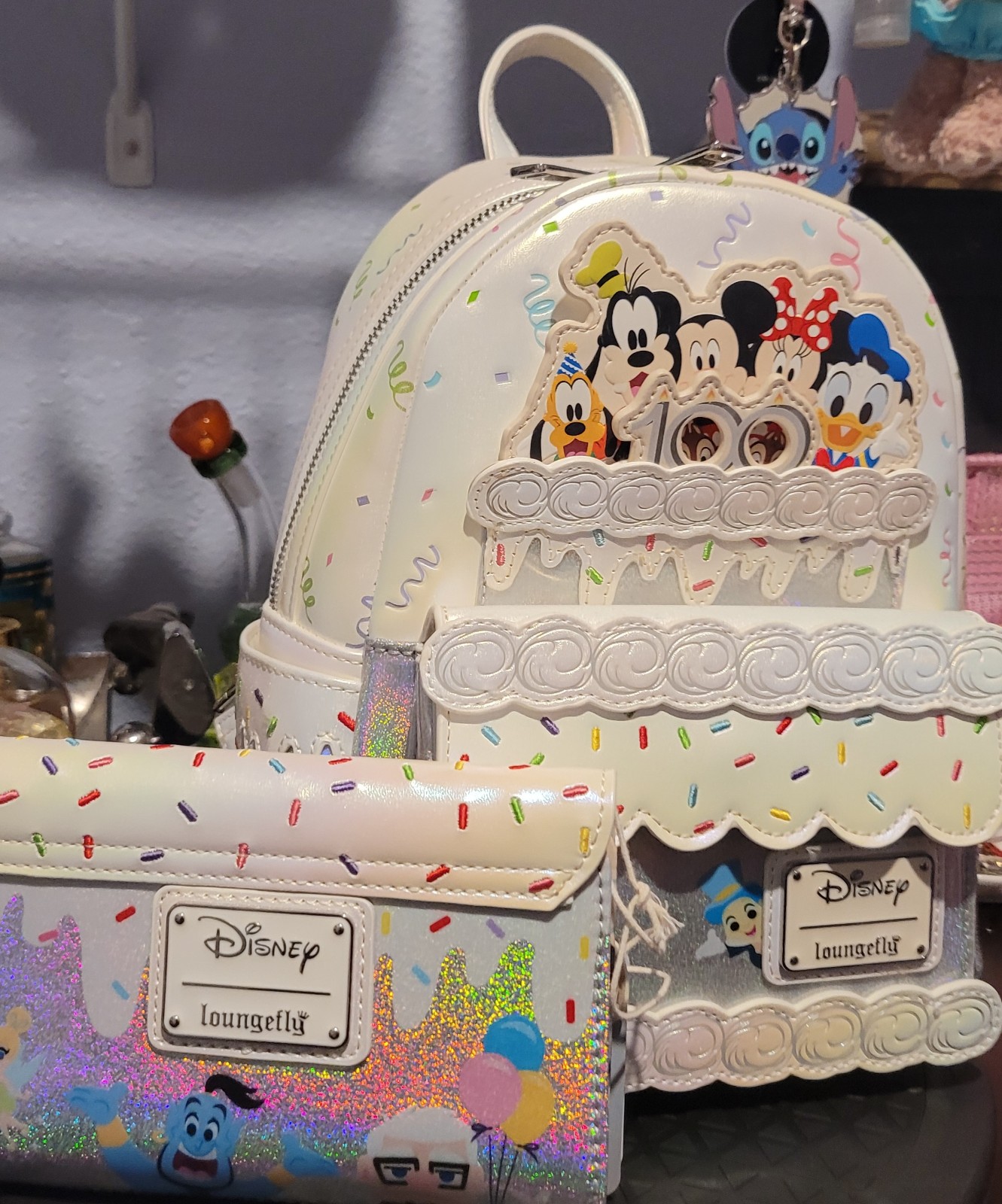 Loungefly Disney 100 celebration cake mini backpack wallet combo