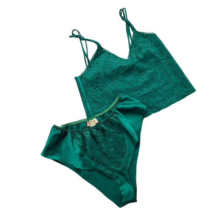 Vintage Victoria’s Secret Gold Label 2pc Cami Shorts Set Women's Medium Green