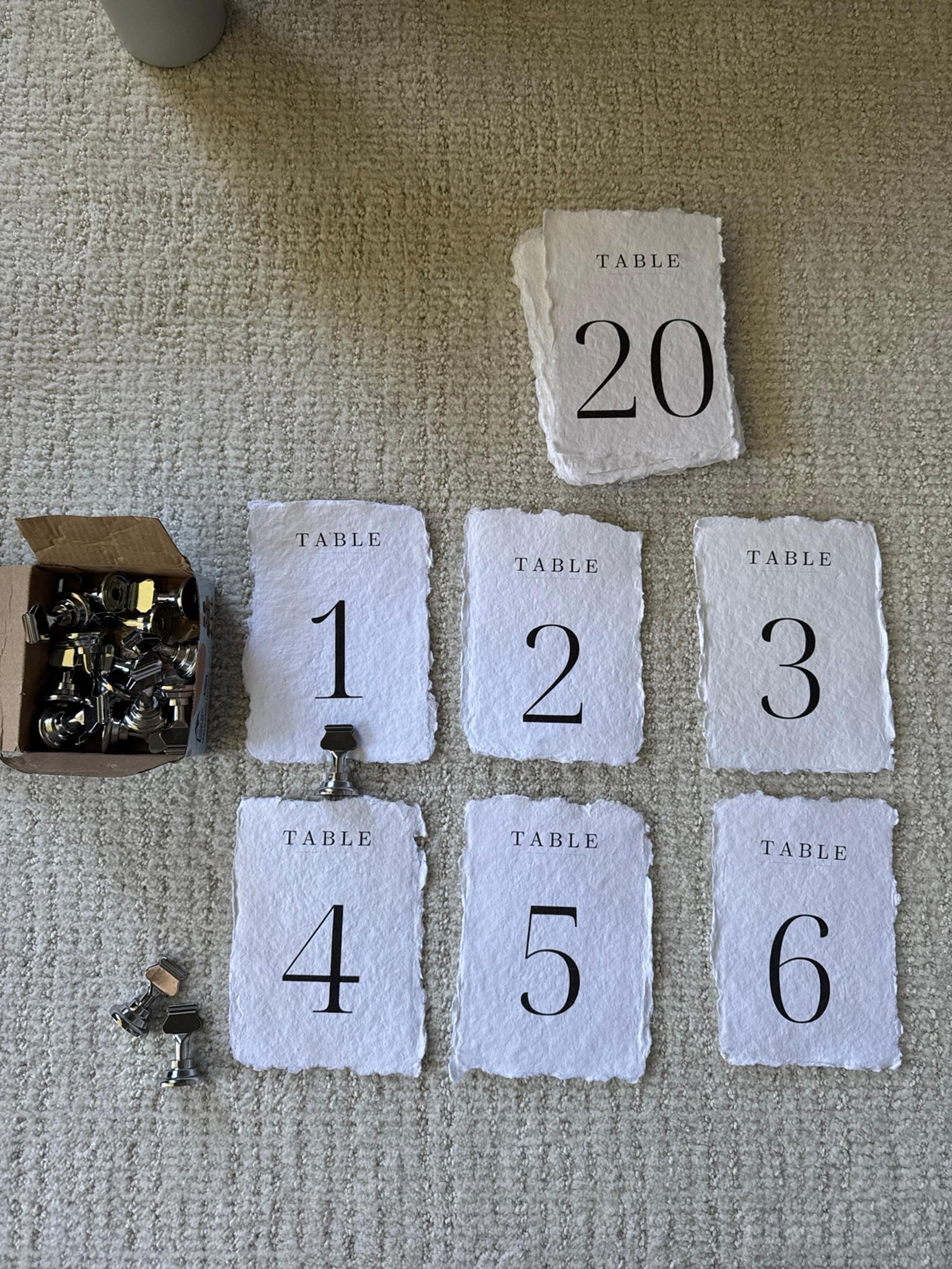 Table numbers with table number holders for wedding