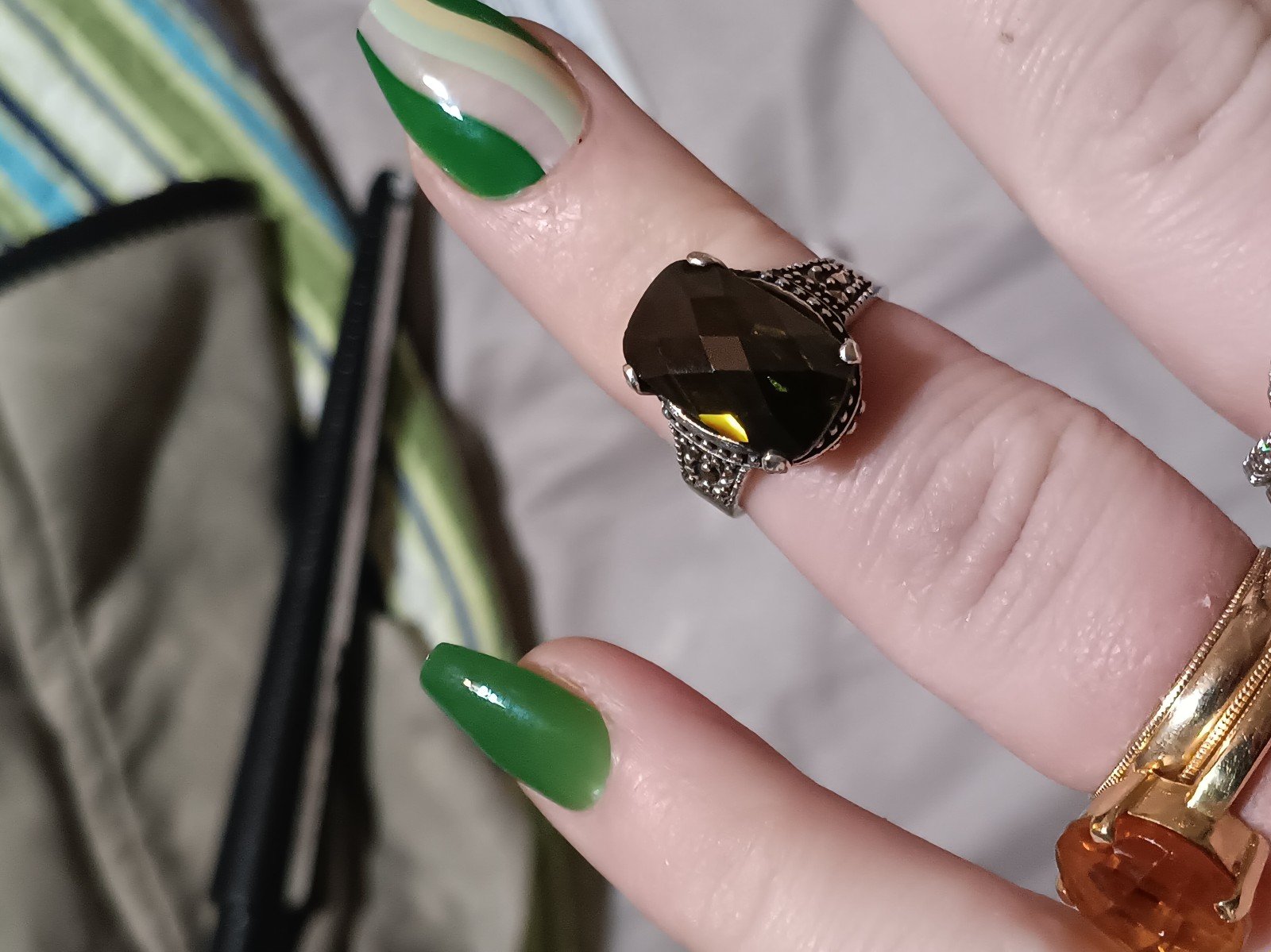 Vintage Sterling silver smokey quartz ring