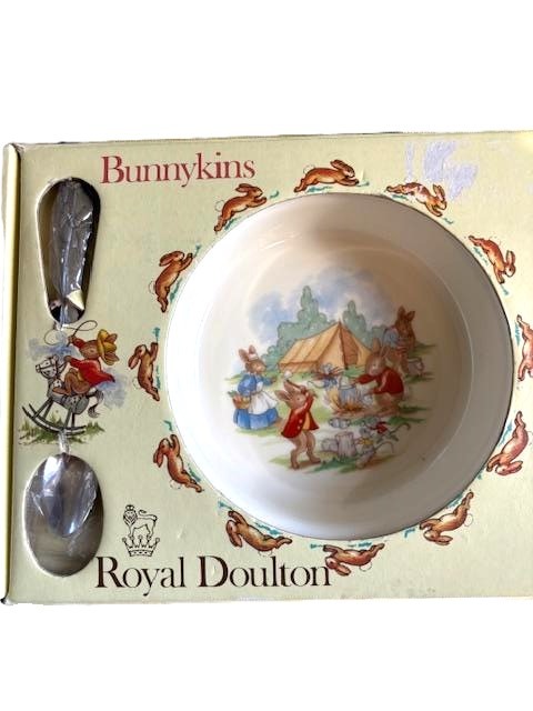 Royal Doulton Bunnykins Nursery Set Baby’s First Bowl and Feeding Spoon Vintage