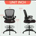 Drafting Tall Office w/ Adjustable Foot Ring and Flip-Up Arms Chair - Black