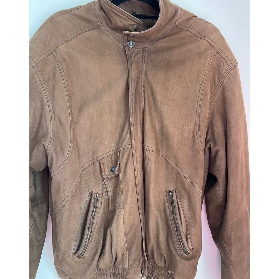Vintage Wilson Brown Leather Thinsulate Jacket Men's LARGE tall clean