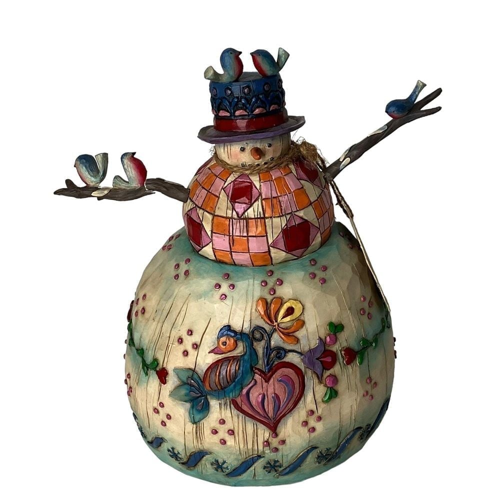 Jim Shore Winter's Song Snowman Birds 112250 Statue Figurine Vintage 2003 NWOB