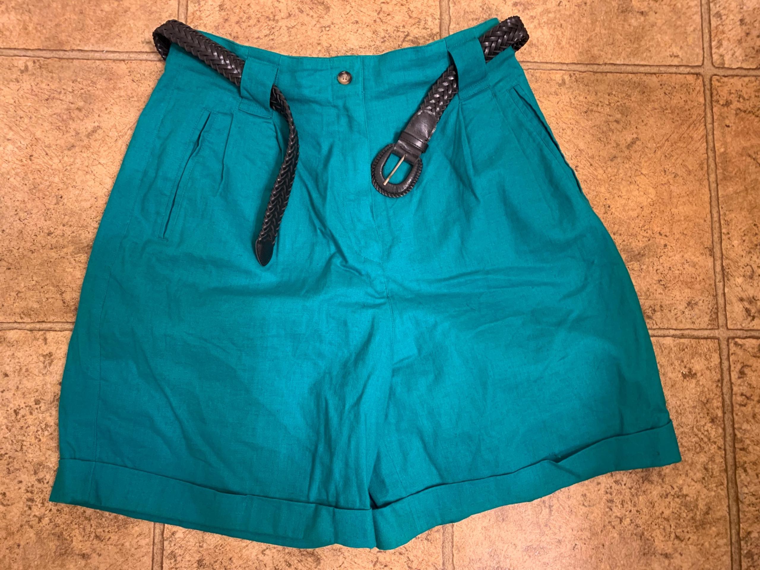 Rafaella Linen Green Bekted High Waist Short