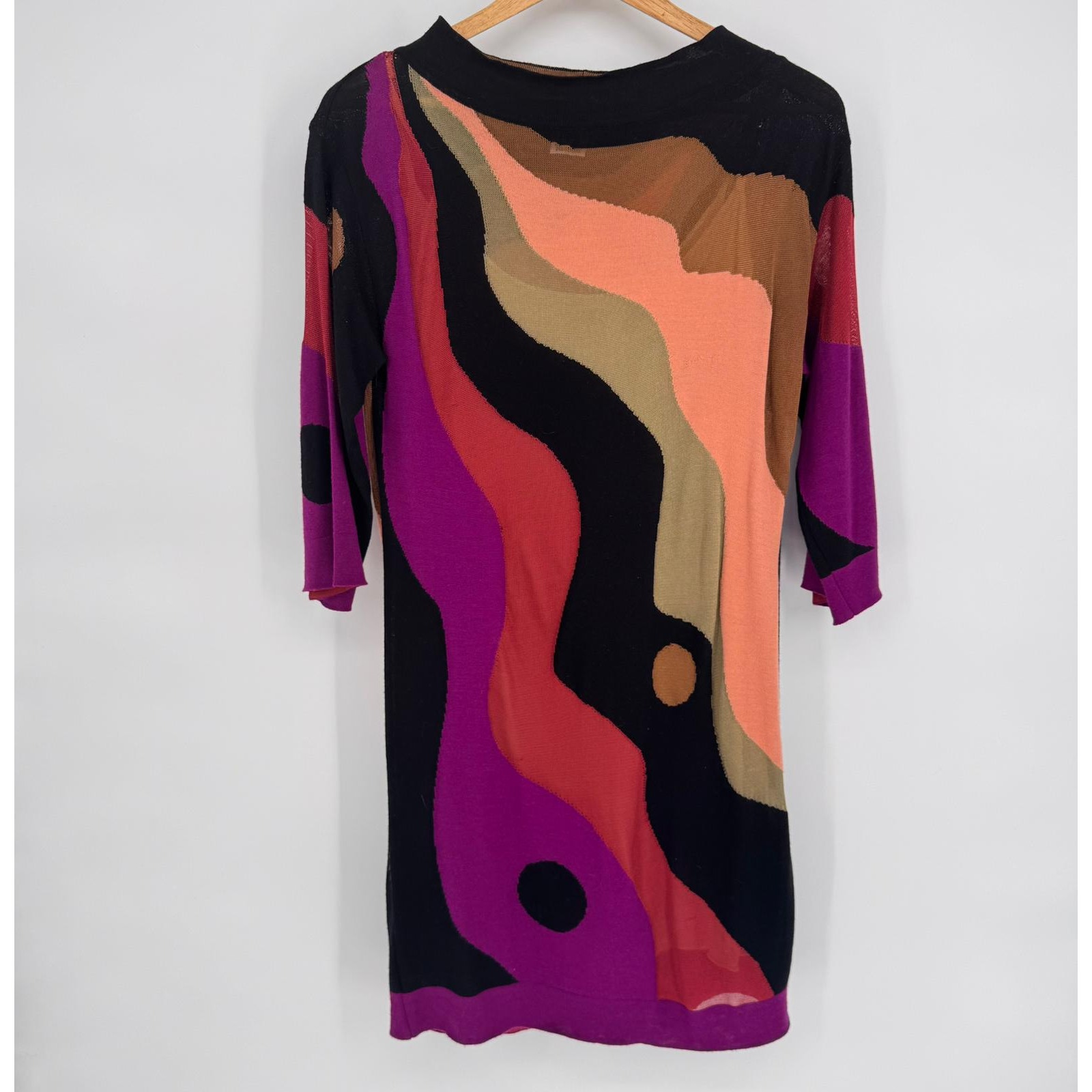 Missoni VTG Colorful Wave Abstract Short Dress Size 6 Artsy Psychedelic 70s