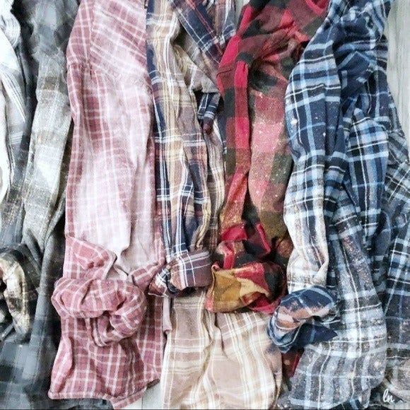 Custom Oversized Vintage Bleached Flannels S-2X