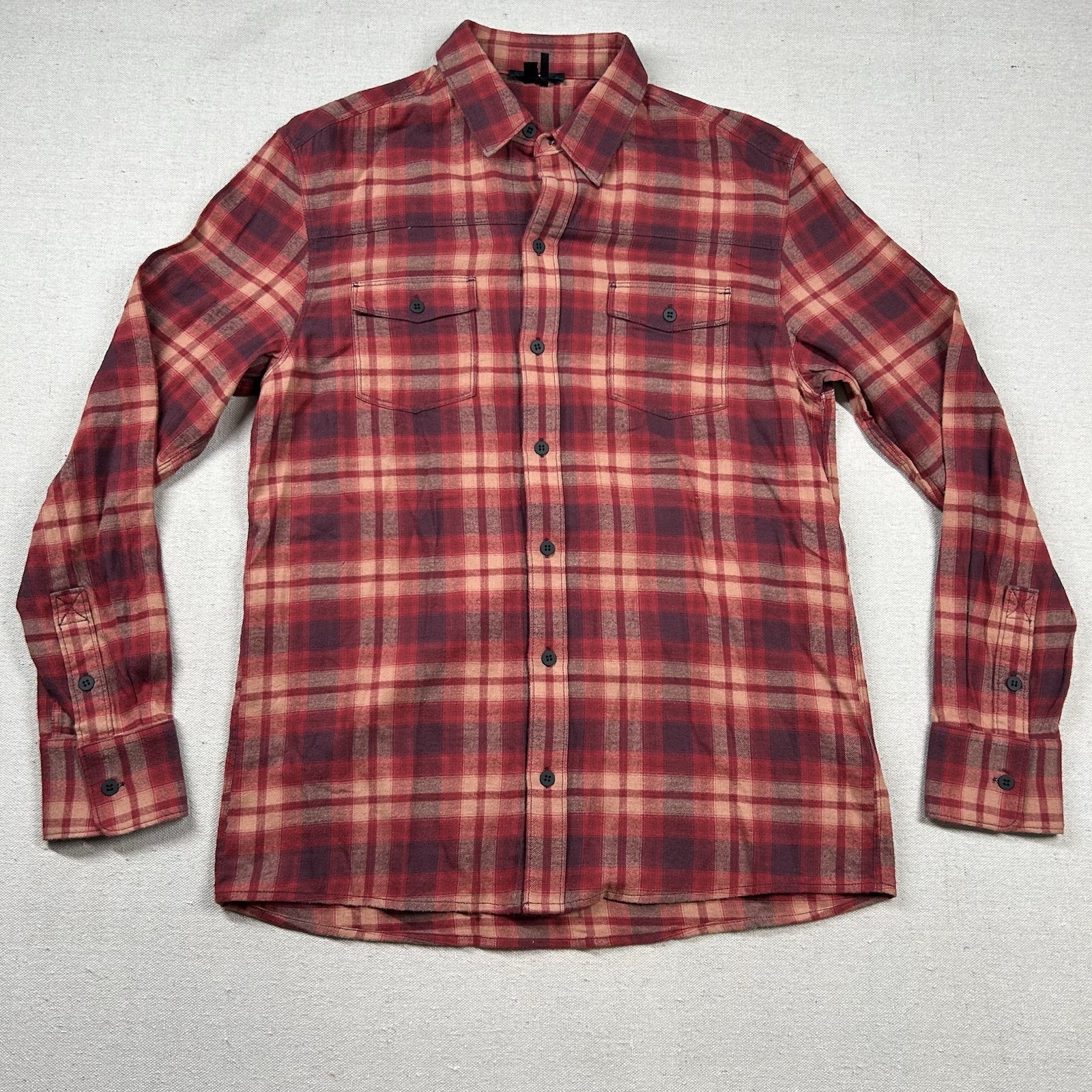 Paige Shirt Mens M Light Weight Flannel Plaid Soft Tencel Blend Stretch Designer