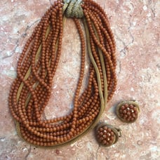 vintage Coral Inspired necklace with mat