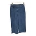 Point sur womens 28 wide leg crop blue medium wash denim jeans faux front pocket