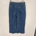 Point sur womens 28 wide leg crop blue medium wash denim jeans faux front pocket