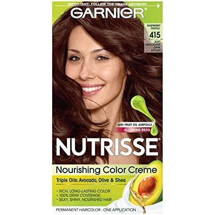 Garnier Nutrisse Nourishing Hair Color Creme, 415 Soft Mahogany Dark Brown