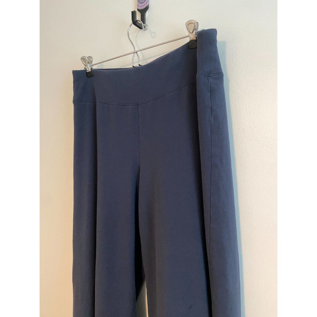 EILEEN FISHER Organic Cotton Dusty Blue Tapered Jersey Pull on Pants Size M