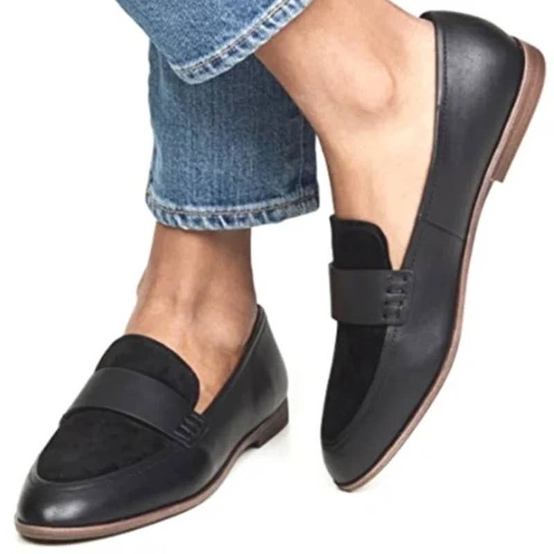 Madewell The Alex Loafer Leather and Suede Penny Loafer Flats, Black