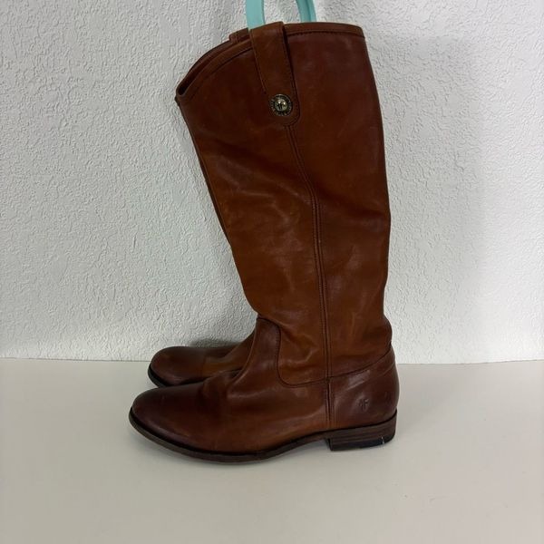 Frye Brown Leather Tall Pull On Riding Boots Women's Size 8.5