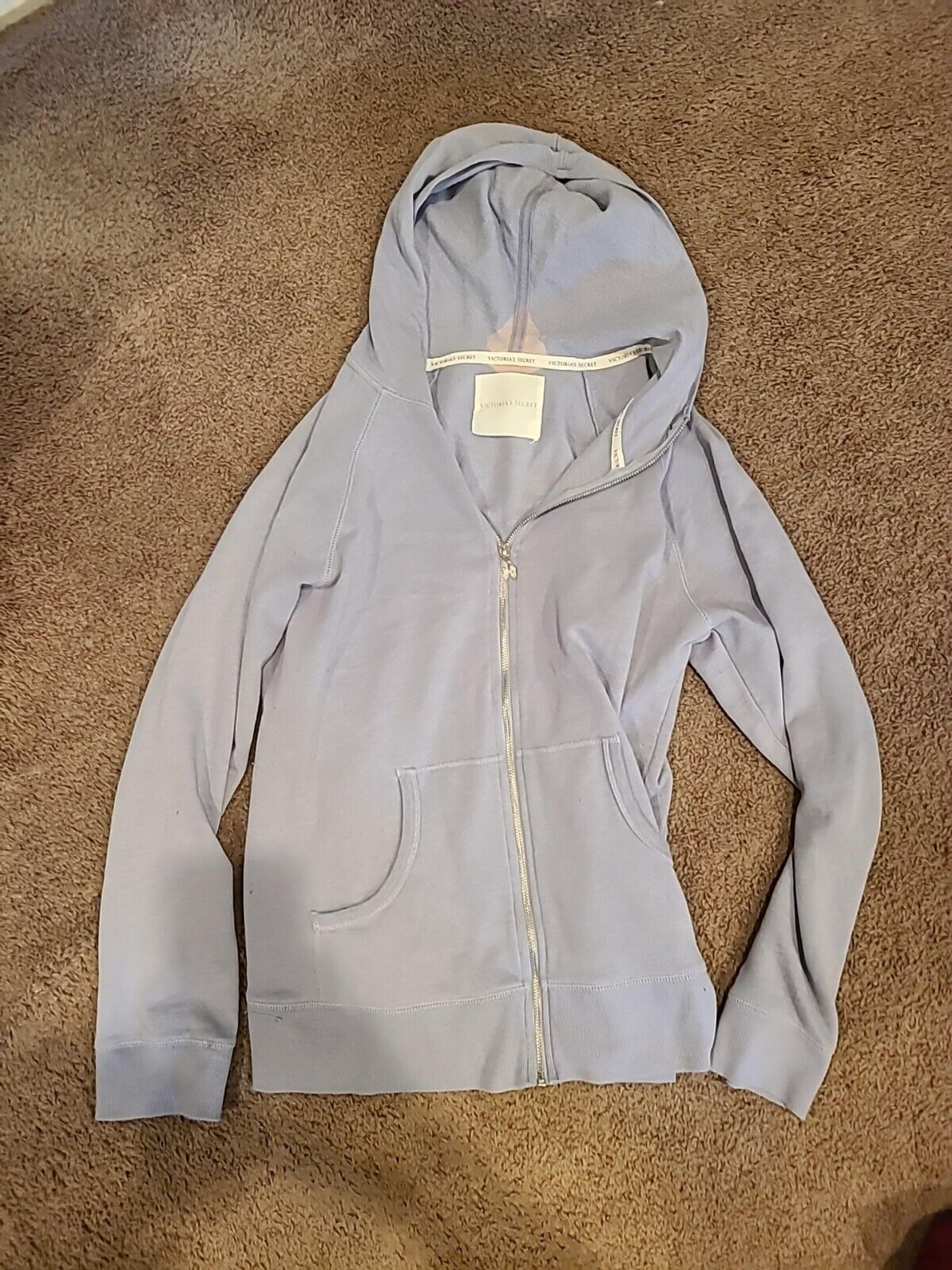 victoria secret pink sweatshirt xl light blue full zip NYC paris
