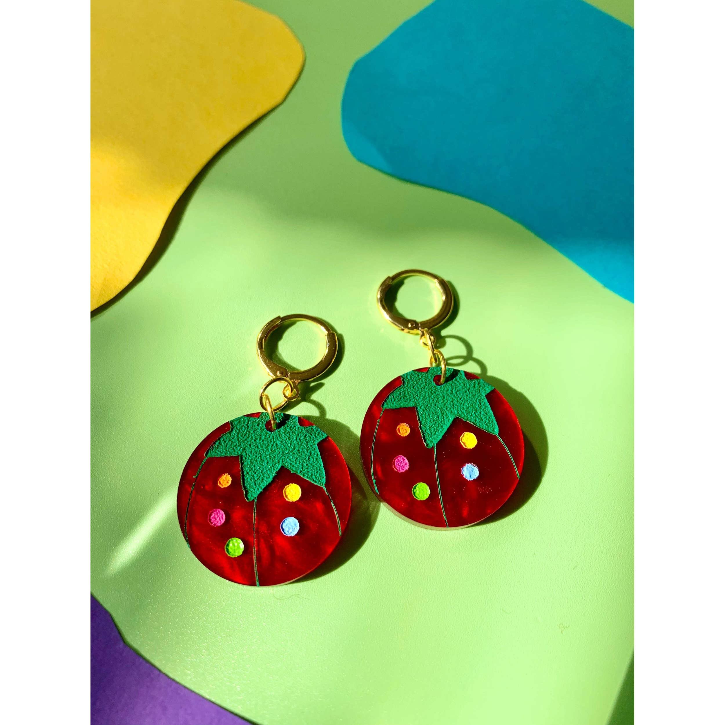 Tomato Pin Cushion Acrylic Earrings