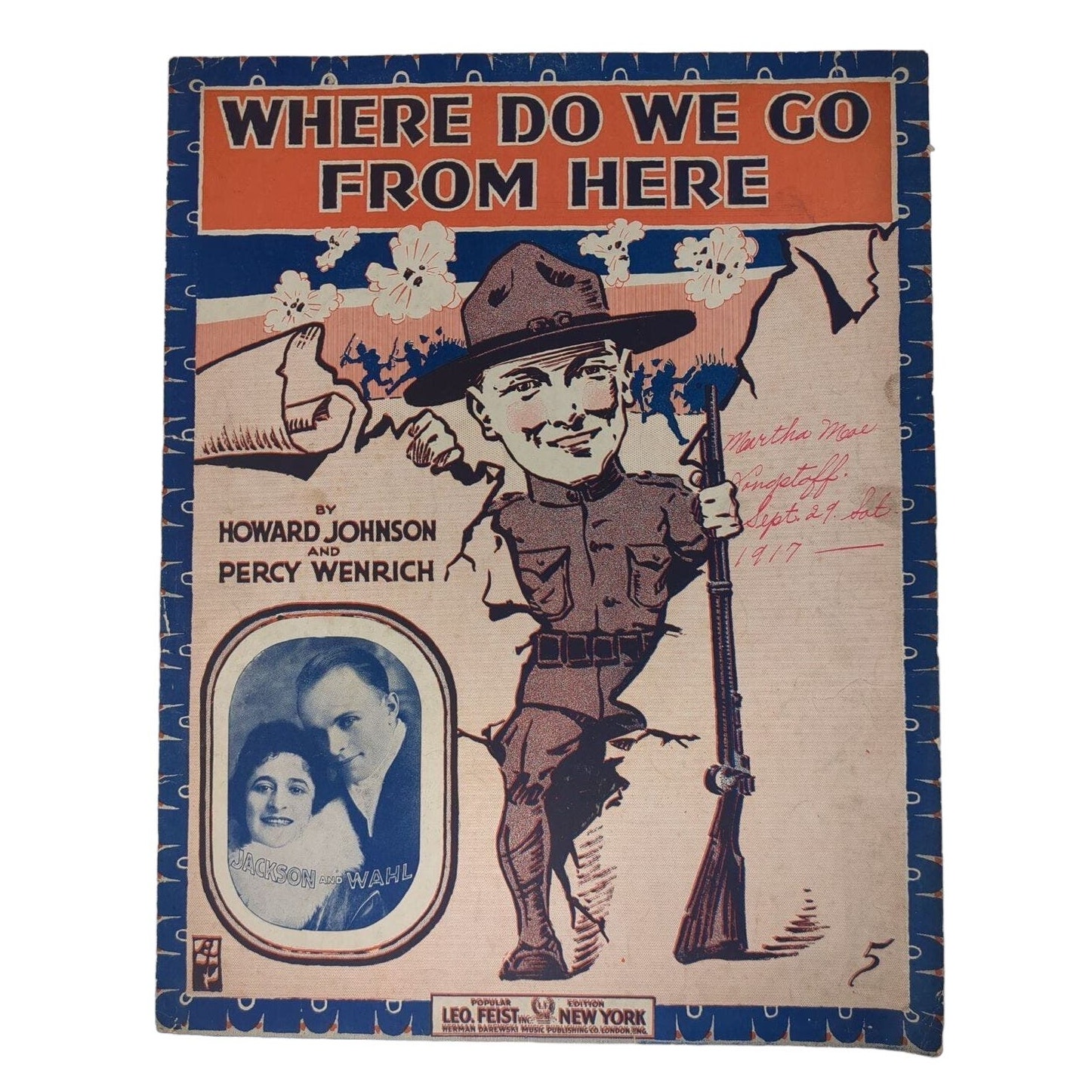 1917 Where Do We Go From Here Sheet Music Howard Johnson Percy Wenrich