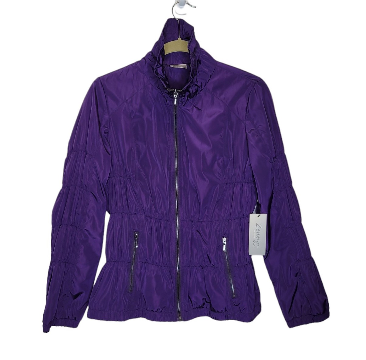 Chicos Zenergy Karina Ruched Jacket 0/S Purple NEW