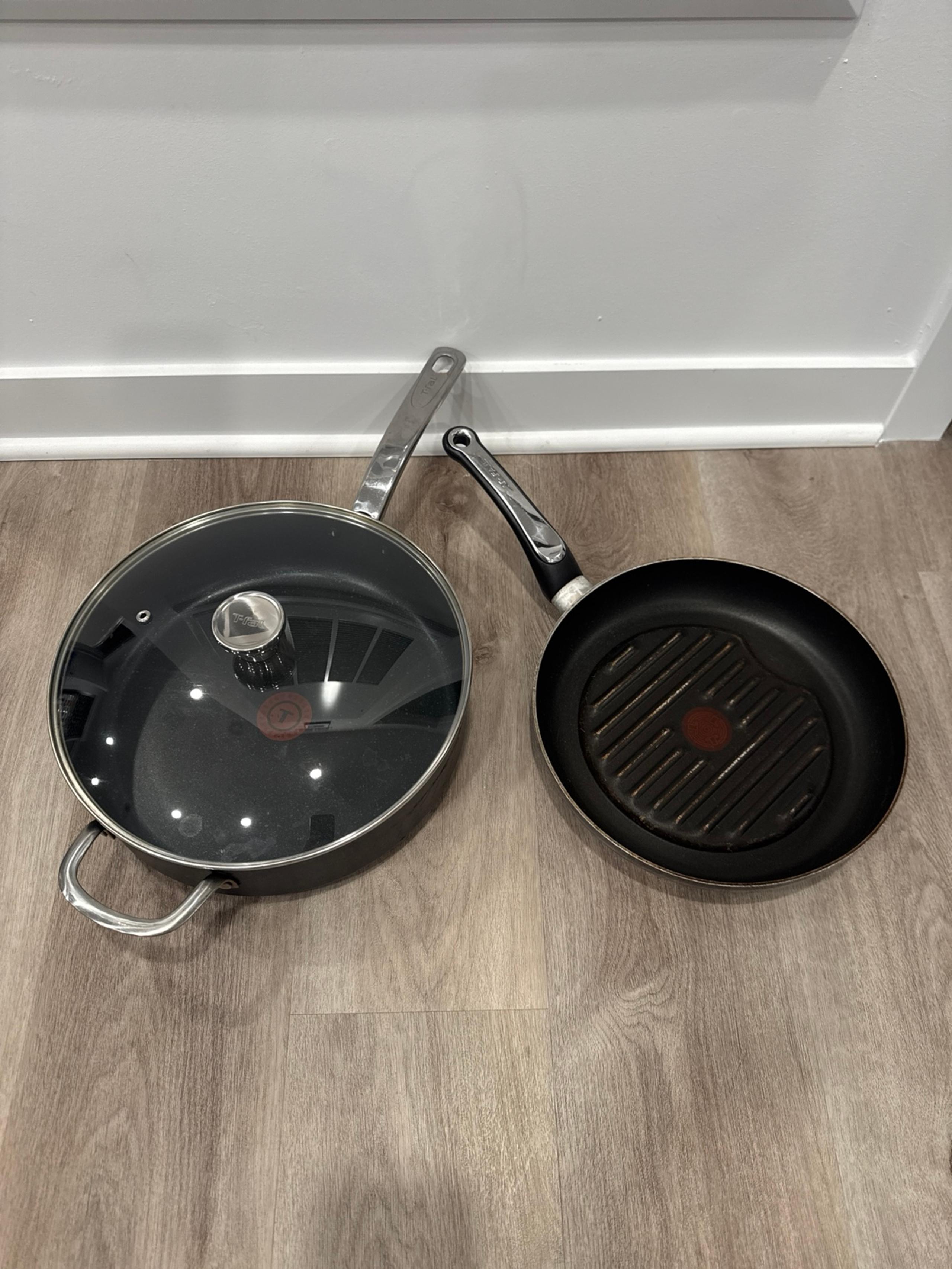 Free shipping!! 11" Griddle Skillet and 12" x 3.5" D 5Qt Saute Pan w/ lid! - T-fal