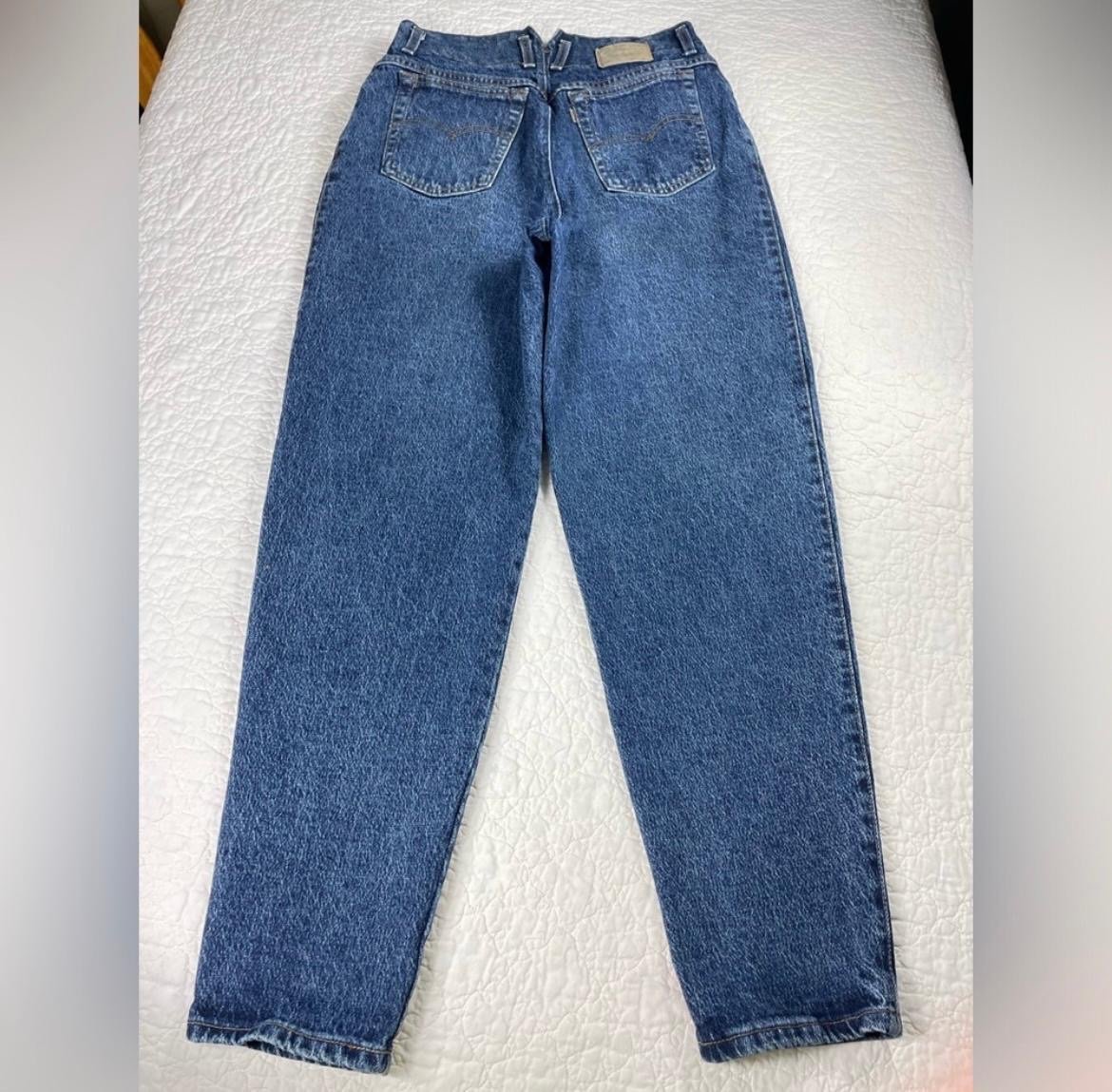 Vintage 80s Levi's Brown Tab High Waist Tapered Leg Dark Wash Pleated Jeans