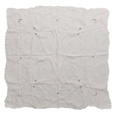 Vintage White Linen Tablecloth Flower Butterfly Embroidery Square 33x34 Scallop