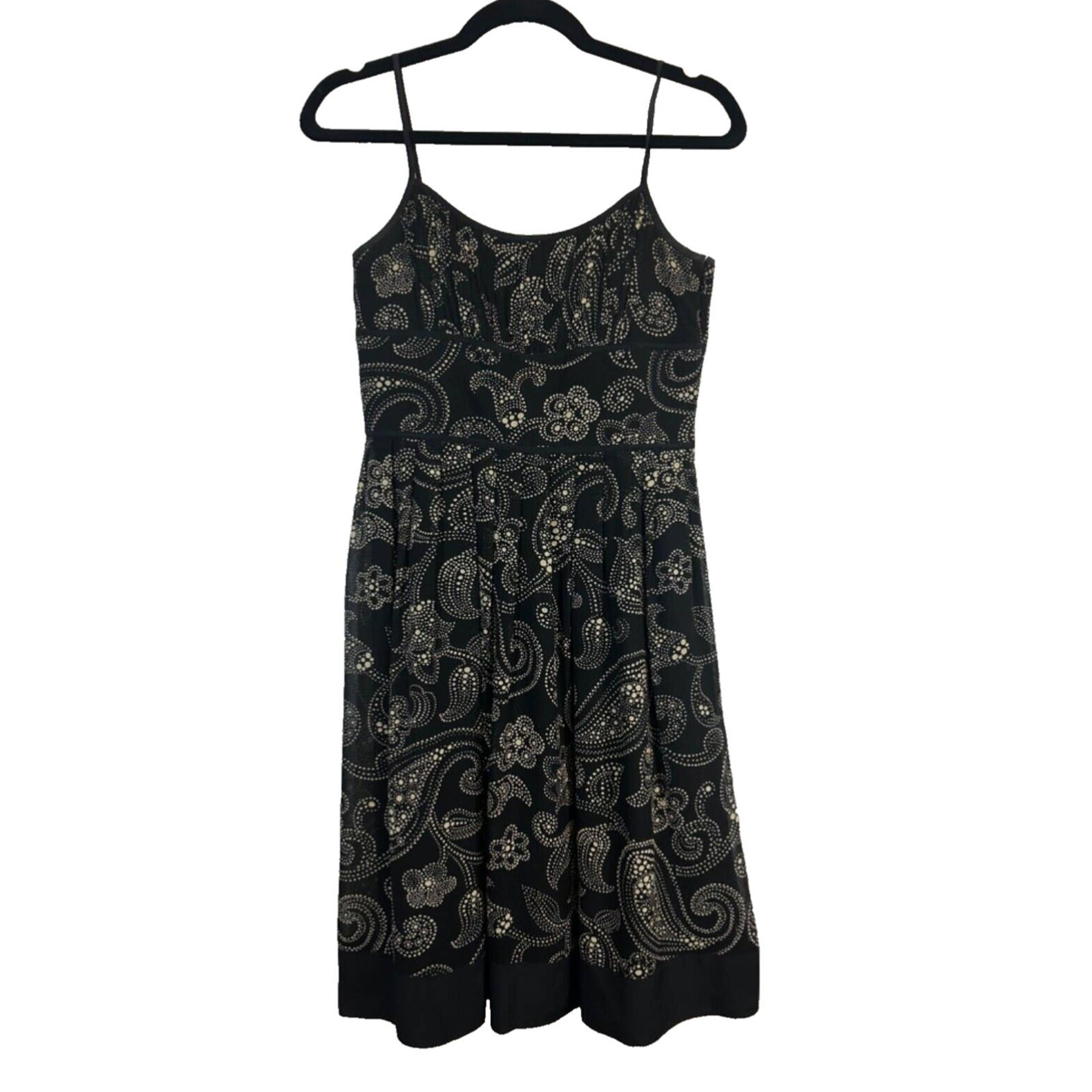 Ann Taylor Size 4P Petite 100% Silk Black Floral Cocktail Party dress Lined A26