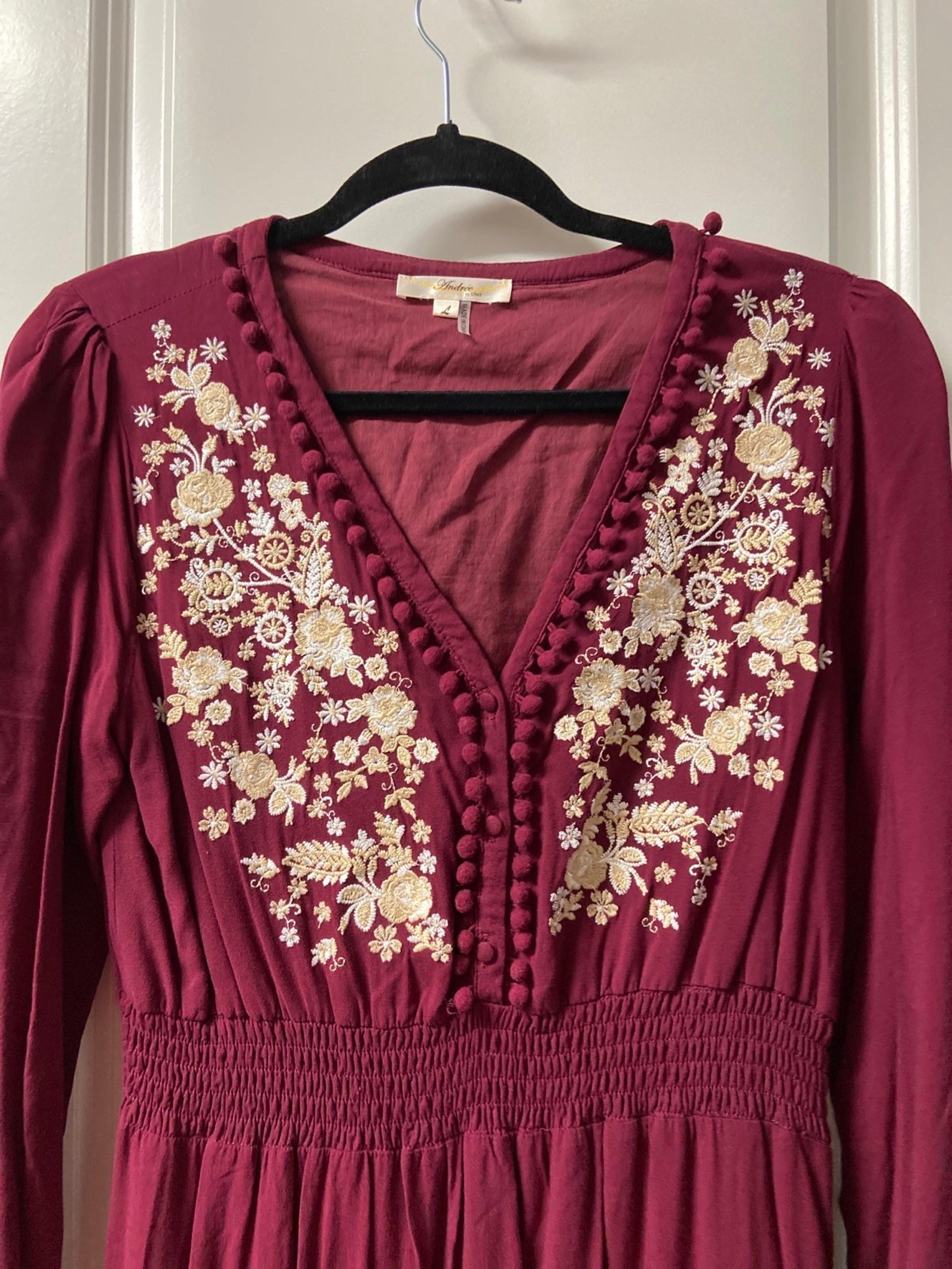 Maroon embroidered dress