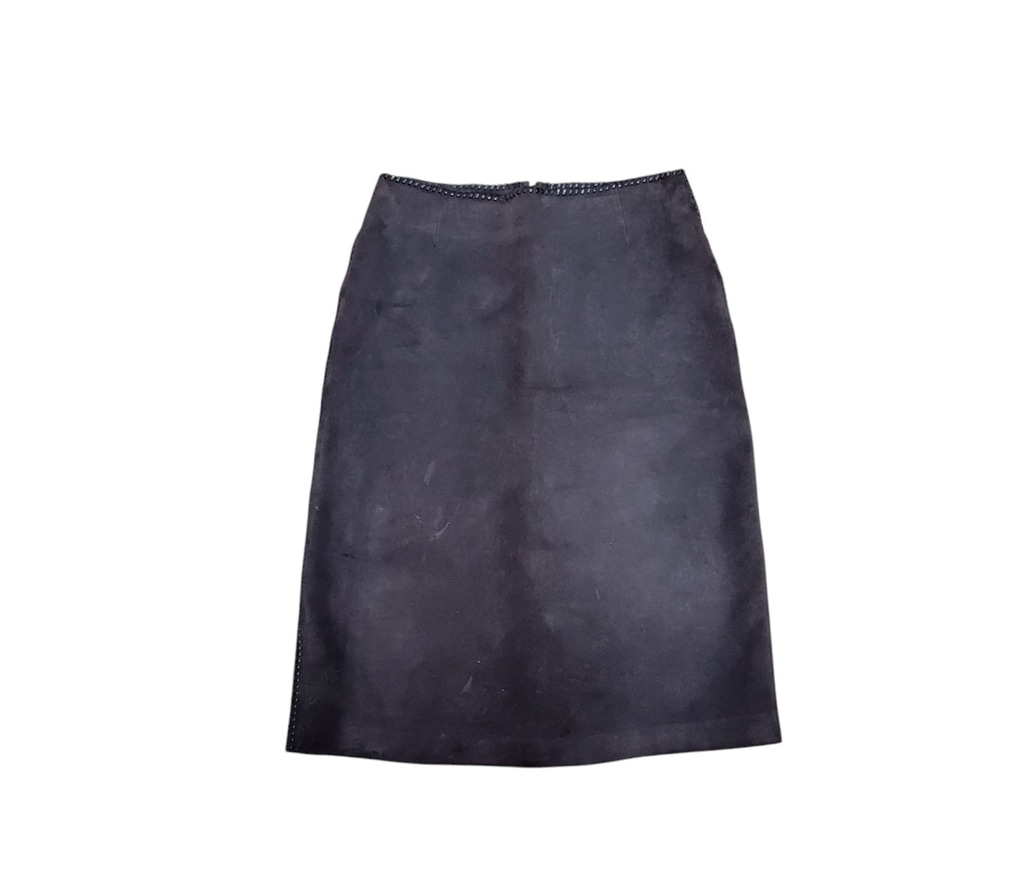 Michael Kors Vera Pelle Genuine Leather A-line Style Stitch Skirt Women's Size 6
