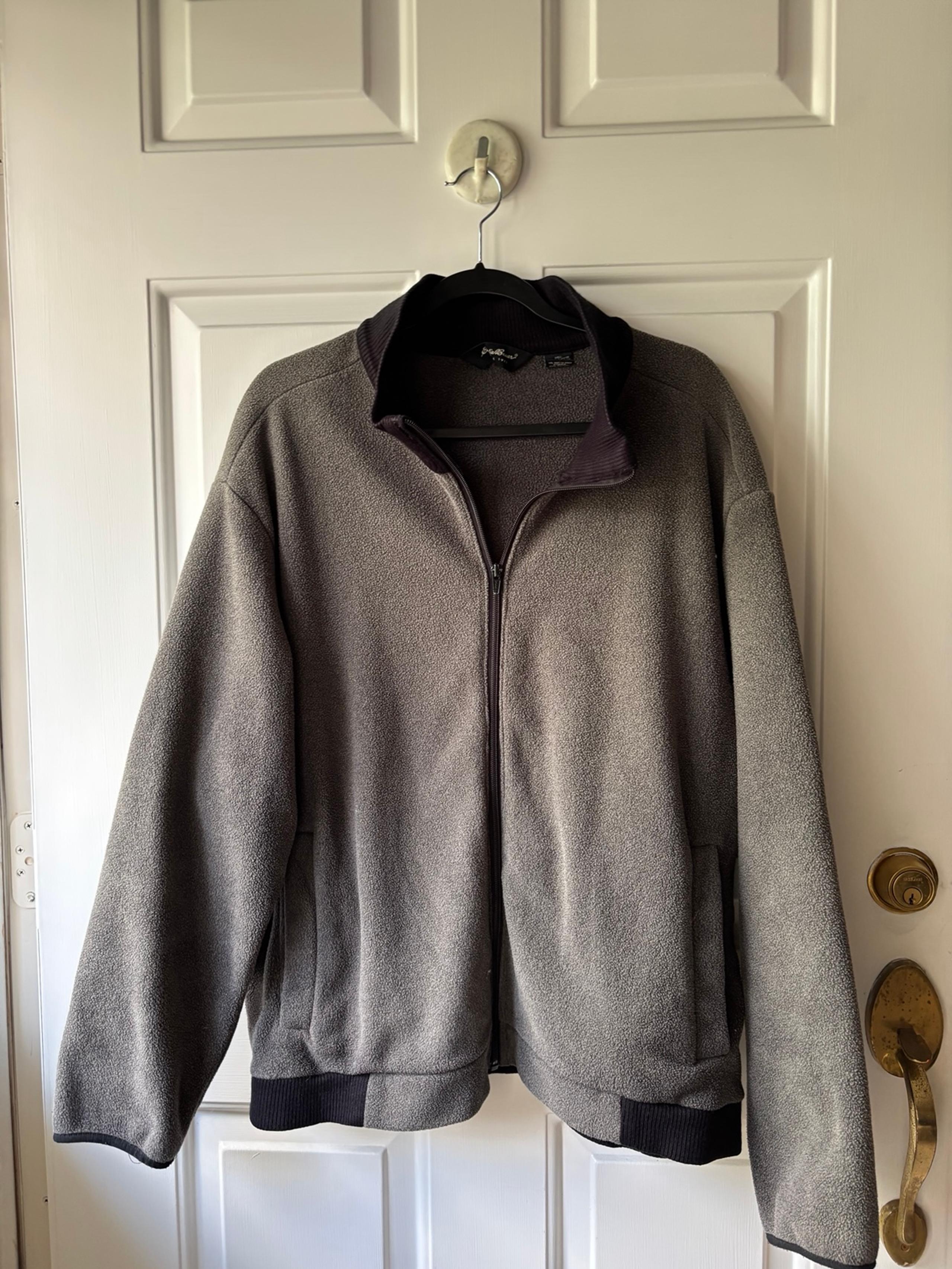 Eddie Bauer gray and black men’s fleece zip-up size large
