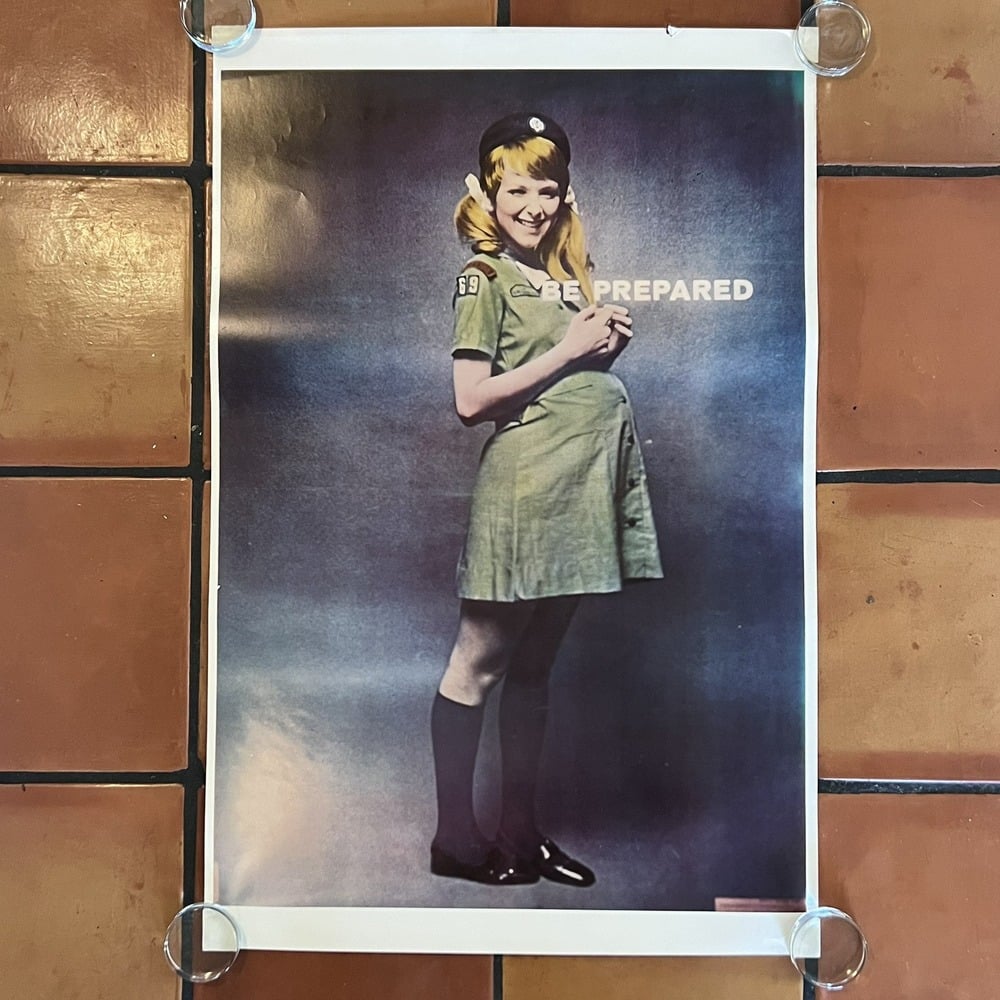 Vintage 70s George Adams Be Prepared - Girl Scout Poster Protest - 23 x35